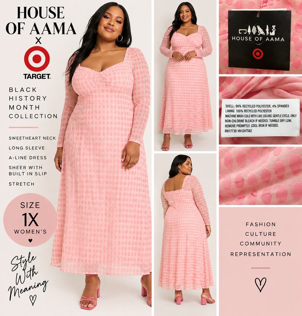 House of Aama x Target Sweetheart A-Line Dress Pink Women's 1X